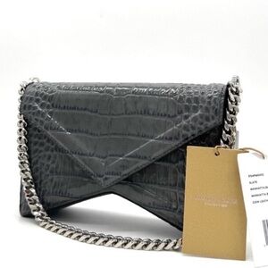 Michael Kors Collection Manhattan Medium Crocodile Embossed Patent Leather Bag